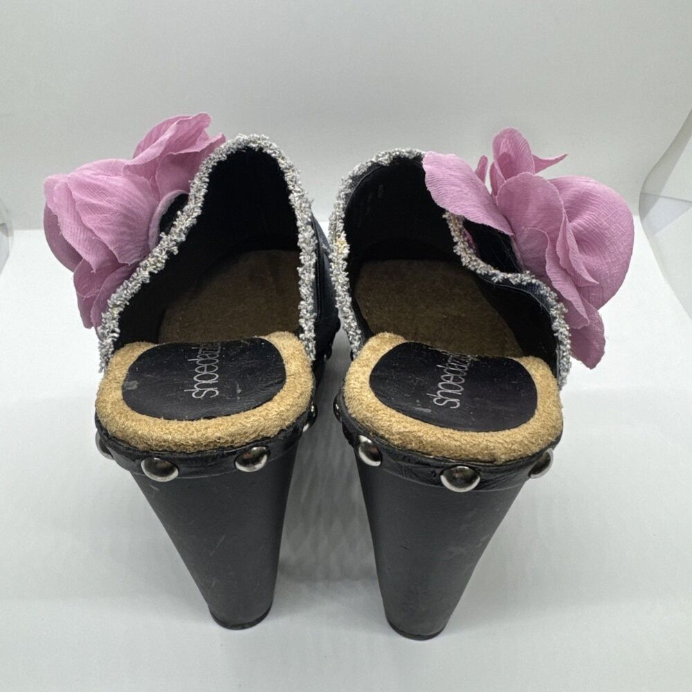 ShoeDazzle Women’s Denim Mule Clogs Pink Flower Platform Heels Studded Size 7 - Picture 7 of 11